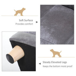 Pawhut Dog Sofa Pet Lounge Bed W/ Anti-Slip Legs For Small-Sized Dogs - Grey - thumbnail 7