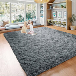 Ameha Rugs Living Room Large 160X230 Cm- Grey Area Rugs For Bedroom Non Slip- Modern Fluffy Shaggy Thick Pile Non Shedding Carpet - thumbnail 5