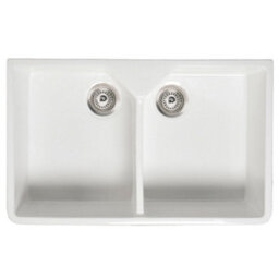 RAK Ceramics Rak Jacklyn 2-Bowl Gloss White Ceramic Belfast Butler Sink - Sit-On, 800 X 500 X 220 mm - thumbnail 2