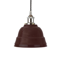 Burgundy Red Lincoln Painted Dome Pendant Light With Nickel Lamp Holder And Black Twisted Cable - Se Home - thumbnail 1
