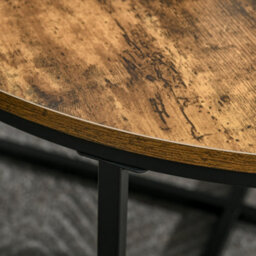 Homcom Coffee Table Industrial Round Side Table W/ Metal Frame For Living Room - thumbnail 8