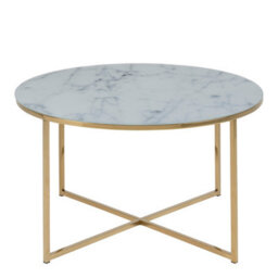 Furniture To Go Alisma Round Coffee Table With White Marble Effect Glass Top & Gold Legs - thumbnail 2