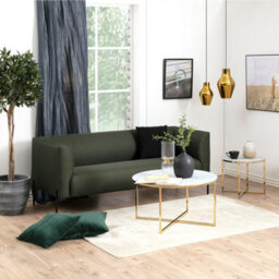 Furniture To Go Alisma Round Coffee Table With White Marble Effect Glass Top & Gold Legs - thumbnail 3