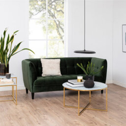 Furniture To Go Alisma Round Coffee Table With White Marble Effect Glass Top & Gold Legs - thumbnail 4