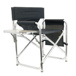 Leisurewize Outdoor Camping Picnic Travel Sports Directors Chair With Side Table - Charcoal