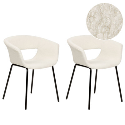 Beliani Set Of 2 Dining Chairs Elma Boucle Off-White - image 1