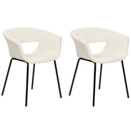 Beliani Set Of 2 Dining Chairs Elma Boucle Off-White - thumbnail 4