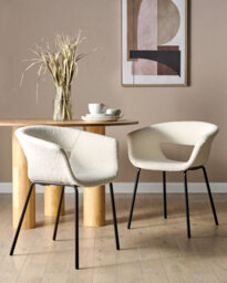 Beliani Set Of 2 Dining Chairs Elma Boucle Off-White - thumbnail 2