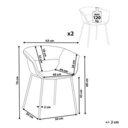Beliani Set Of 2 Dining Chairs Elma Boucle Off-White - thumbnail 3