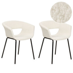 Beliani Set Of 2 Dining Chairs Elma Boucle Off-White - thumbnail 1