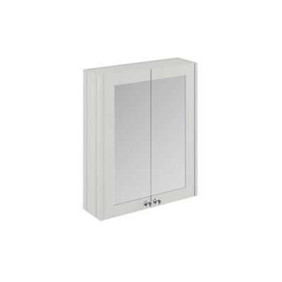 Balterley Traditional Bathroom Wall Mounted 2 Soft-Close Doors Mirror Cabinet With 1 Shelf Storage, Gloss White, 715 X 600 X 182mm - image 1