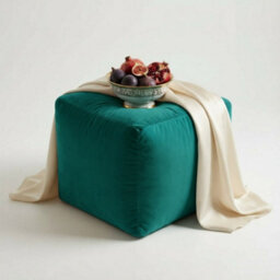 Kosi Atelier Kosiatelier Bean Bag Velvet Footstool Ottomona Cube Pouf Chair Pouffe, Polystyrene Beads Filled - Teal, 55Cm X 55Cm X 55Cm - thumbnail 2