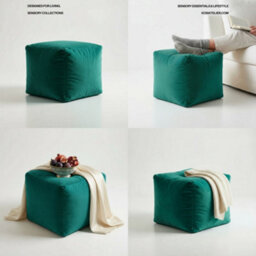 Kosi Atelier Kosiatelier Bean Bag Velvet Footstool Ottomona Cube Pouf Chair Pouffe, Polystyrene Beads Filled - Teal, 55Cm X 55Cm X 55Cm - thumbnail 7