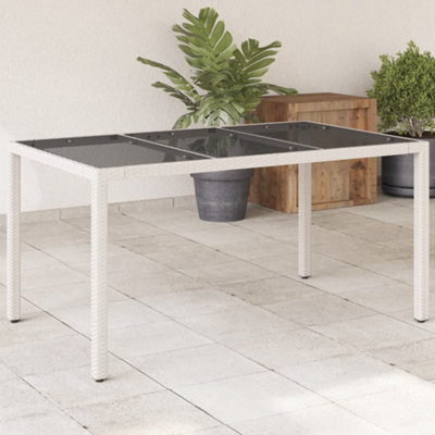 Walplus Garden Table With Glass Top White 150X90X75 Cm Poly Rattan - image 1