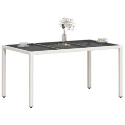 Walplus Garden Table With Glass Top White 150X90X75 Cm Poly Rattan - thumbnail 4