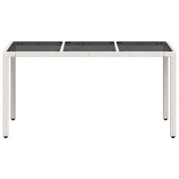Walplus Garden Table With Glass Top White 150X90X75 Cm Poly Rattan - thumbnail 5