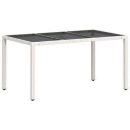 Walplus Garden Table With Glass Top White 150X90X75 Cm Poly Rattan - thumbnail 2