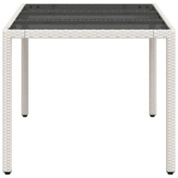 Walplus Garden Table With Glass Top White 150X90X75 Cm Poly Rattan - thumbnail 6