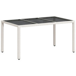 Walplus Garden Table With Glass Top White 150X90X75 Cm Poly Rattan - thumbnail 7