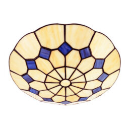 Happy Homewares Classic Amber Stained Glass Tiffany Pendant Shade With Purple Diamonds - thumbnail 8