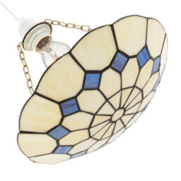 Happy Homewares Classic Amber Stained Glass Tiffany Pendant Shade With Purple Diamonds - thumbnail 4