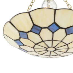 Happy Homewares Classic Amber Stained Glass Tiffany Pendant Shade With Purple Diamonds - thumbnail 5