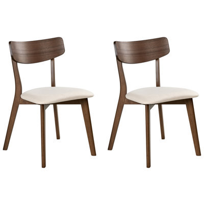 Beliani Set Of 2 Dining Chairs Hope Wood Dark Brown/ Off-White - image 1
