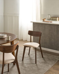 Beliani Set Of 2 Dining Chairs Hope Wood Dark Brown/ Off-White - thumbnail 2