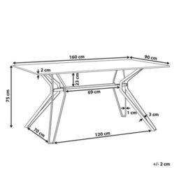 Beliani Dining Table Ballina White Marble 160 Cm 90 Cm Tempered Glass - thumbnail 3