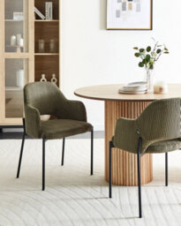 Beliani Set Of 2 Dining Chairs Raton Corduroy Olive Green - thumbnail 2
