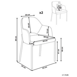 Beliani Set Of 2 Dining Chairs Raton Corduroy Olive Green - thumbnail 3