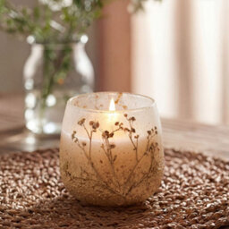 Serenityy Aw Dropship Uk Medium Glass Jar Candle Wildlight Woods - 45Hr Burn, Frosted Glass, Dried Wildflowers. - thumbnail 1