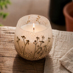 Serenityy Aw Dropship Uk Medium Glass Jar Candle Wildlight Woods - 45Hr Burn, Frosted Glass, Dried Wildflowers. - thumbnail 5
