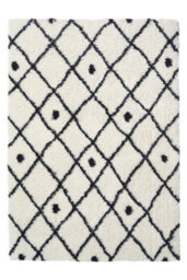 Melrose Shaggy Nomadic White Patterned Black Lines Indoor X-Large Area Rug 200/290Cm - thumbnail 5