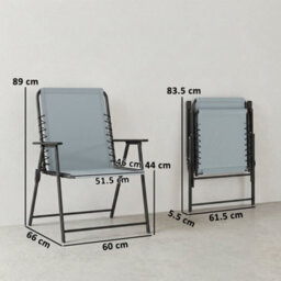 Outsunny Folding Garden Chairs, Outdoor Chairs Set Of 4, Light Grey - thumbnail 3