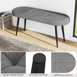 Costway 113 Cm Ottoman Bench Bedroom Upholstered End Of Bed Bench W Cushion - thumbnail 4