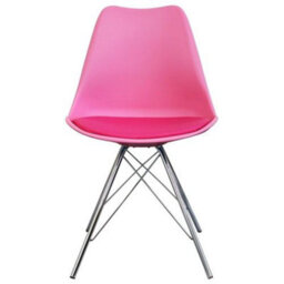 Fusion Living Soho Bright Pink Plastic Dining Chair With Chrome Metal Legs - thumbnail 3