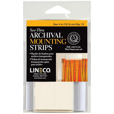 "Lineco Archival Artwork Mounting Strips Clear 3.17 Cm X 10.16 Cm (1.25"" X 4"") Pack Of 12" - image 1