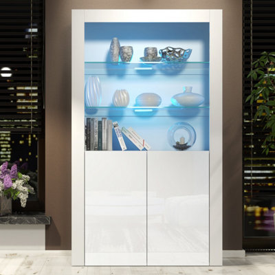 Creative Furniture Spectrum Display Cabinet 170Cm - White With Gloss Doors And Led Lights - image 1