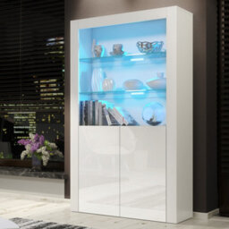 Creative Furniture Spectrum Display Cabinet 170Cm - White With Gloss Doors And Led Lights - thumbnail 5