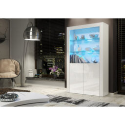 Creative Furniture Spectrum Display Cabinet 170Cm - White With Gloss Doors And Led Lights - thumbnail 6