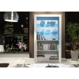Creative Furniture Spectrum Display Cabinet 170Cm - White With Gloss Doors And Led Lights - thumbnail 3