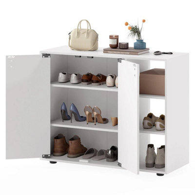3 Tier Shoe Storage Rack Shoe Cabinet With Doors White - image 1
