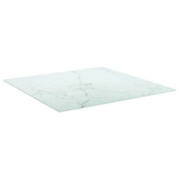 Berkfield Durable Table Top White 70X70 Cm 6 mm Tempered Glass With Marble Design - thumbnail 1