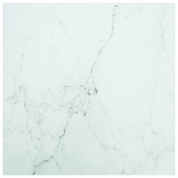 Berkfield Durable Table Top White 70X70 Cm 6 mm Tempered Glass With Marble Design - thumbnail 2