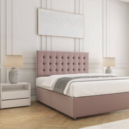 Bsspoke Isla Divan Bed Set Pink Plush Velvet With 24Inch Headboard & No Mattress No Drawers In Single Double King 4Ft 6Ft - thumbnail 3