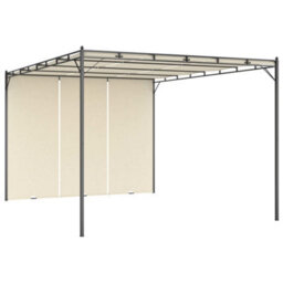 Berkfield Garden Gazebo With Side Curtain 4X3X2.25 M Cream - thumbnail 1