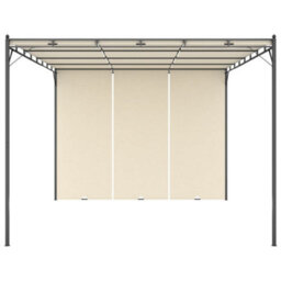 Berkfield Garden Gazebo With Side Curtain 4X3X2.25 M Cream - thumbnail 2