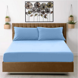 Gc Gaveno Cavailia Percale Deep Fitted Sheet King Blue Extra Deep Pocket 16 Inch (40 Cm) - thumbnail 1