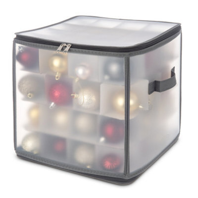 Livivo Christmas Bauble Storage Cube Grey Holds 64 Decorations - image 1